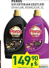 PEROS SIVI DETERJAN ÇEŞİTLERİ 3 L fiyat ve kampanya bilgisi